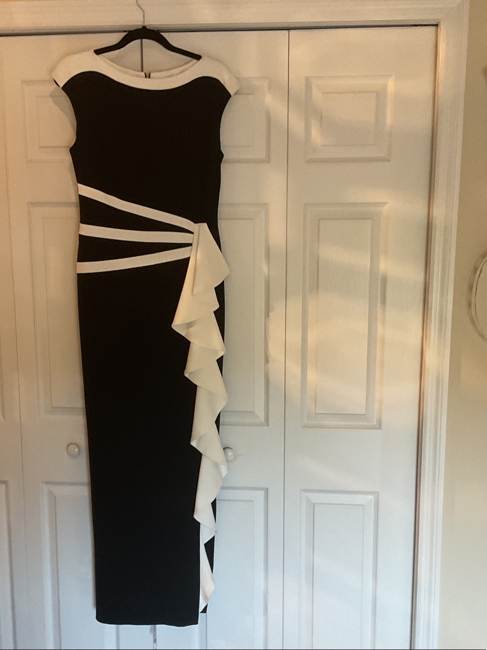 Joseph Ribkoff Black and White Ruffle Sheath Dress